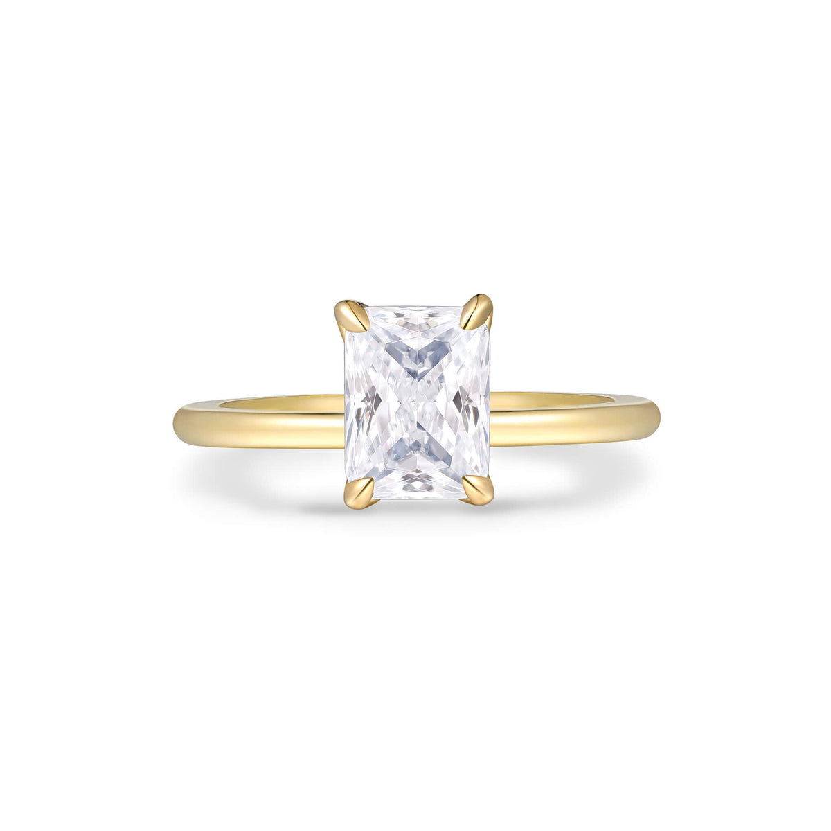 2mm Band Diamond Solitaire Ring – front view