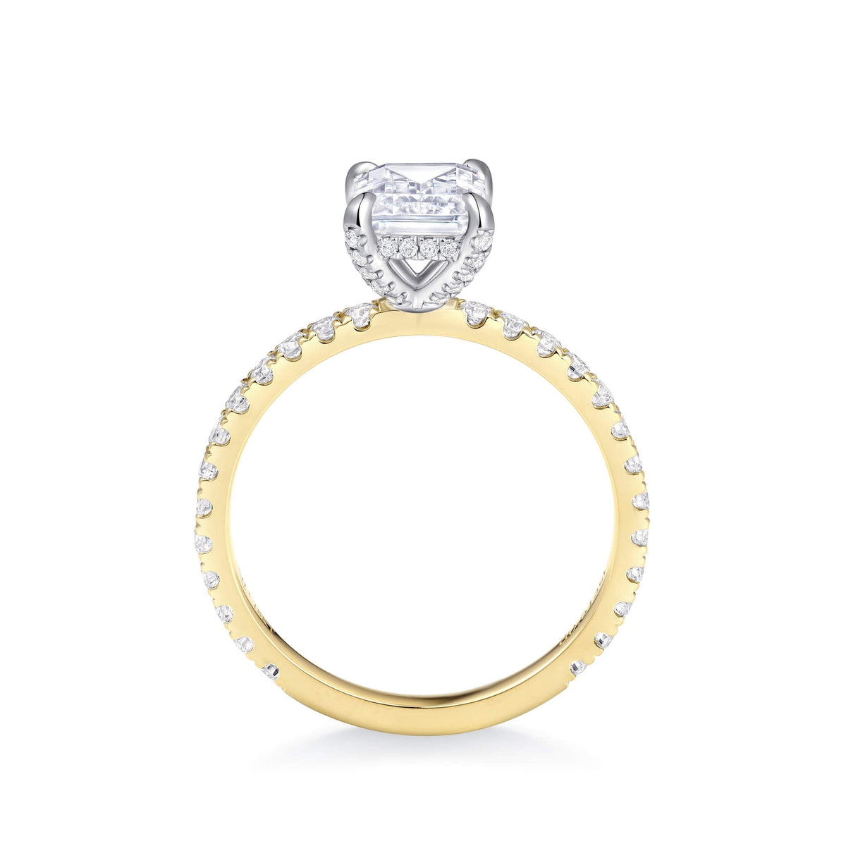 Two-Tone Hidden Halo Pavé Oval Diamond Ring – close-up detail