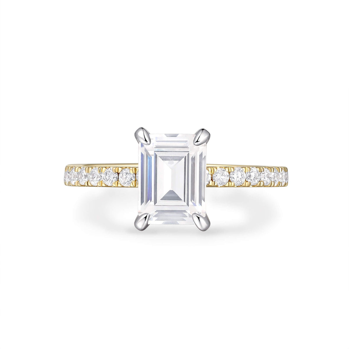 Two-Tone Hidden Halo Pavé Oval Diamond Ring – front view