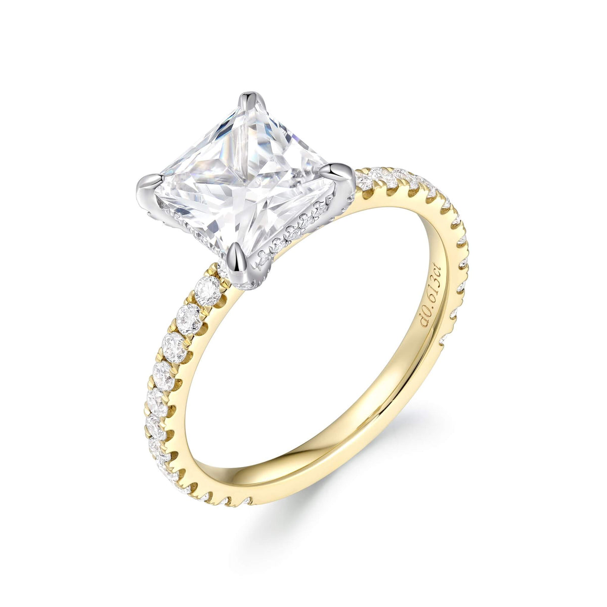 Two-Tone Hidden Halo Pavé Oval Diamond Ring – alternate angle