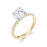 Hidden Halo Two Tone Pavé Oval Engagement Ring