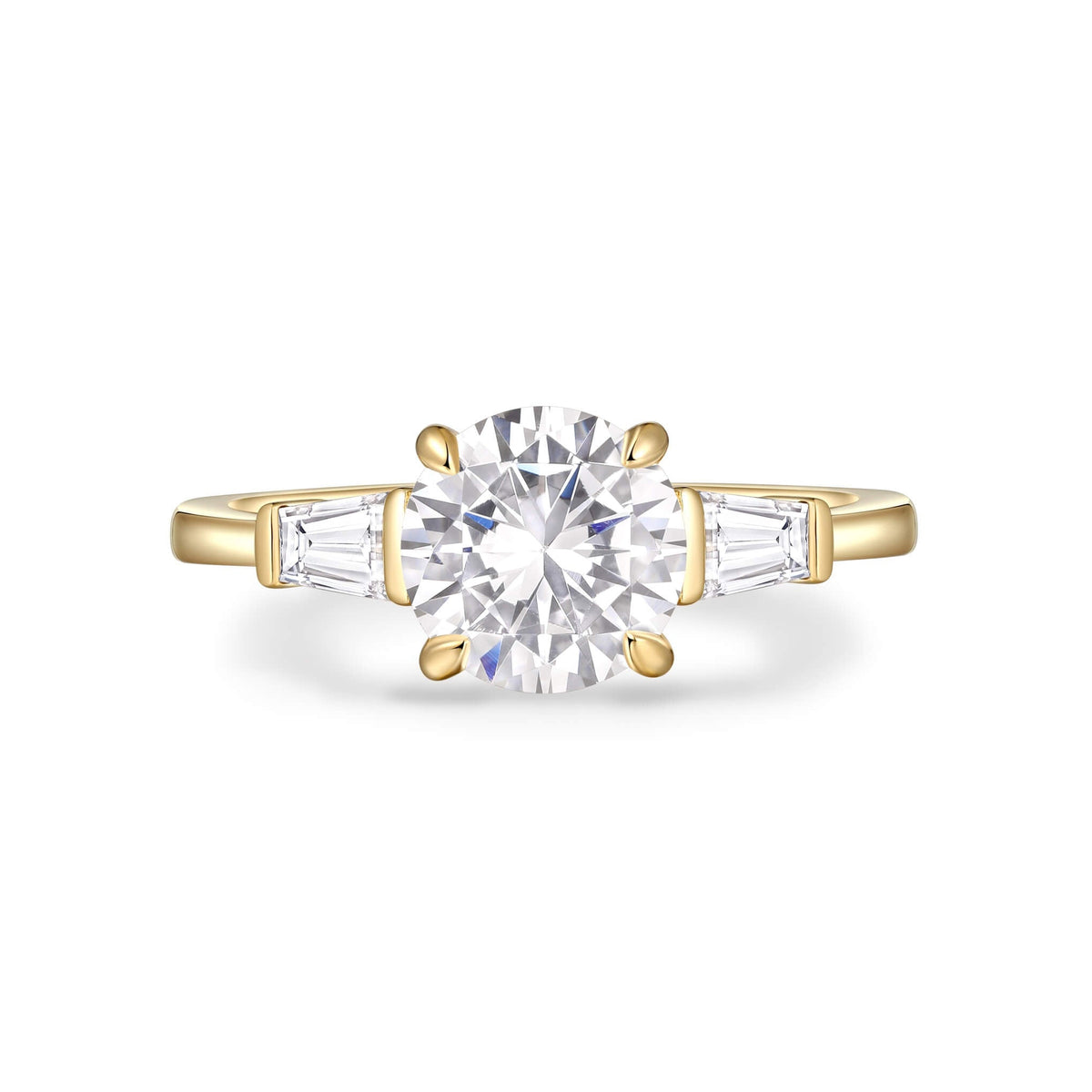 Emerald-Cut Tapered Baguette Diamond Ring – front view