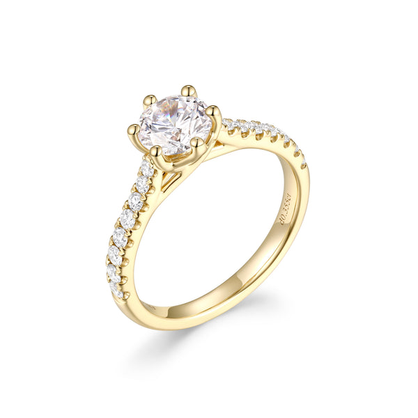Classic Solitaire Pave Ring