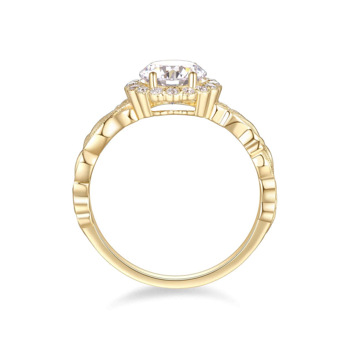 Floral Halo Diamond Ring – side profile