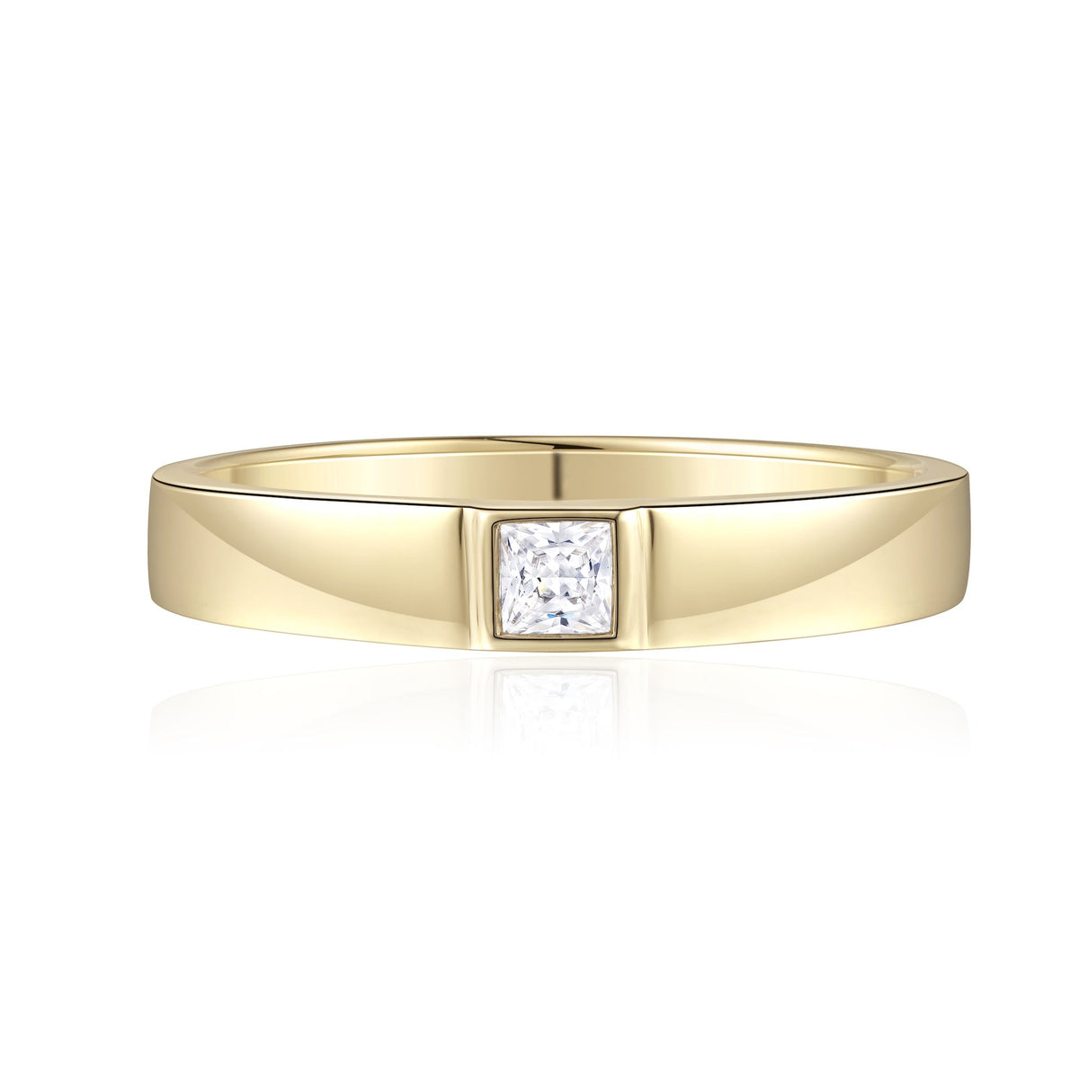 Adalyn Bezel Set Princess Cut Solitaire Ring - lab-grown and natural diamond ring in gold | Lirys Diamonds