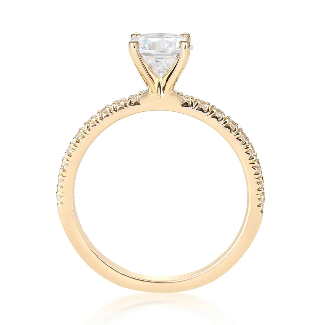 French Pavé Diamond Ring – side profile
