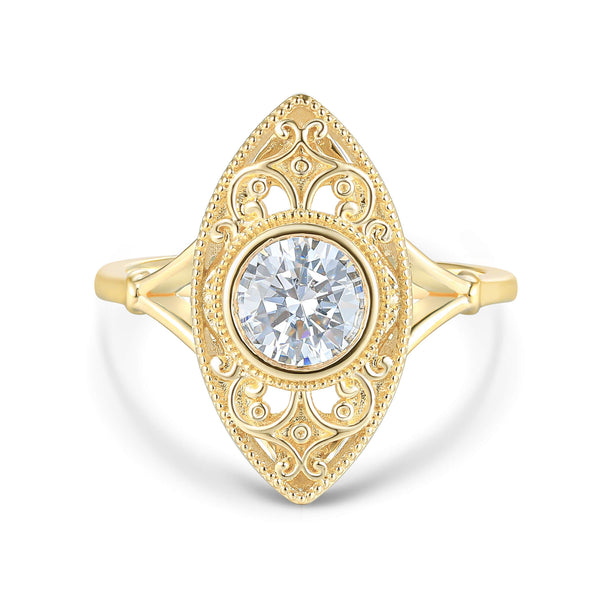 Vintage Bezel Set Engagement Ring